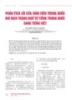 Phân tích lỗi của sinh viên Trung Quốc khi dịch trạng ngữ từ tiếng Trung Quốc sang tiếng Việt